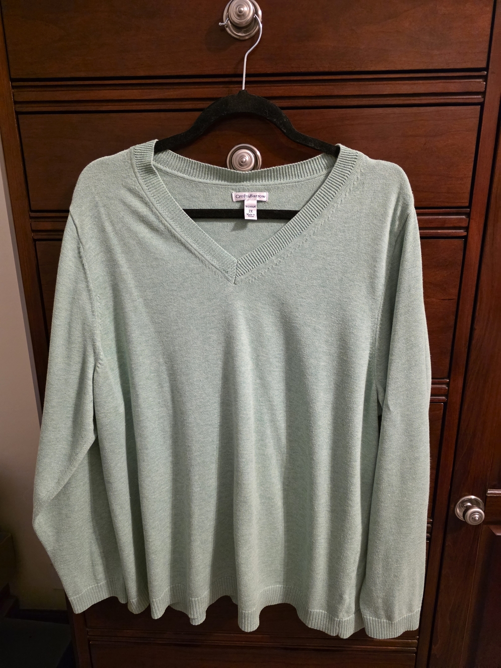 Croft & Barrow Mint V-Neck Sweater